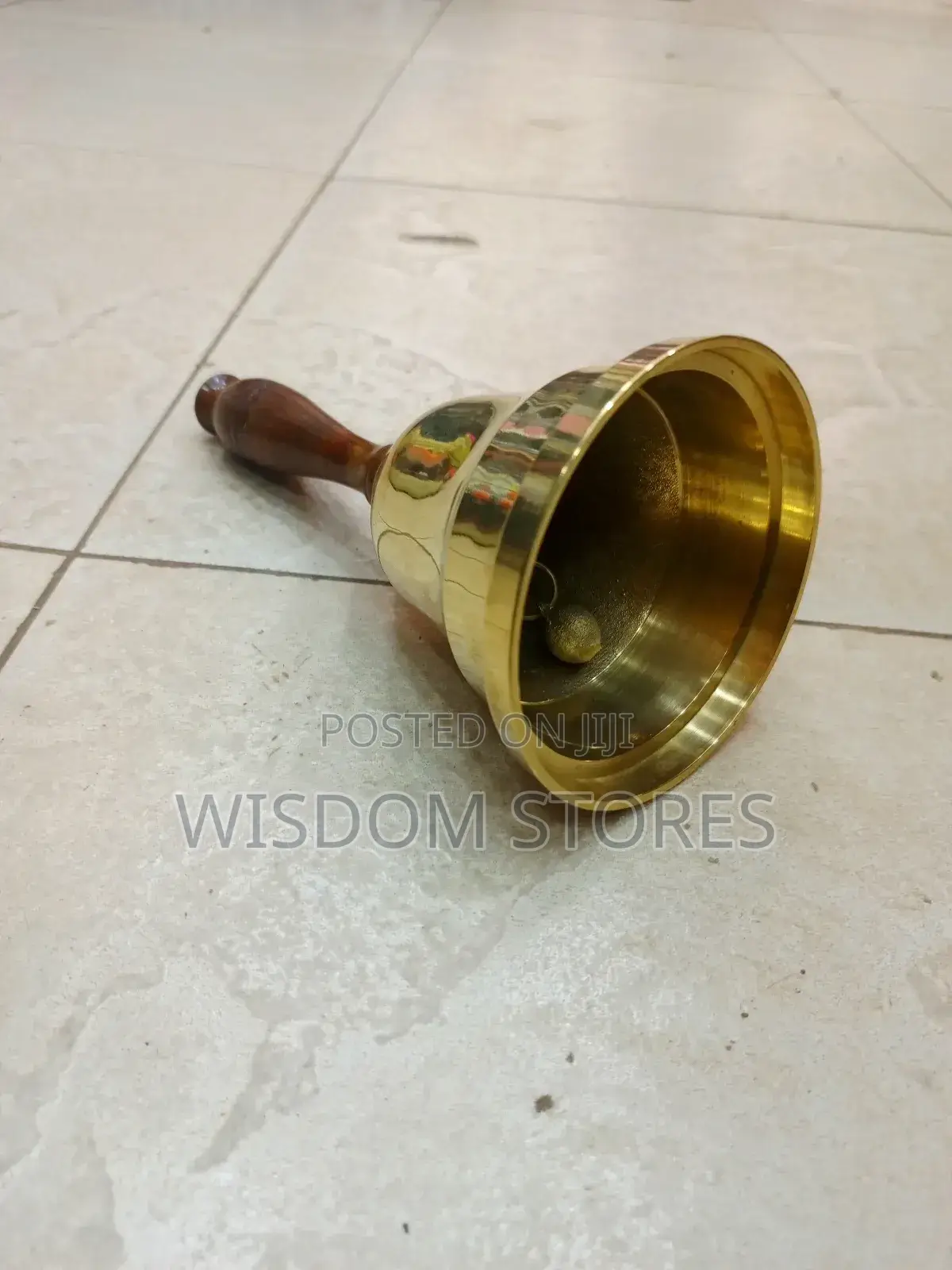 Brass Hand Bell With a Wooden Handle,