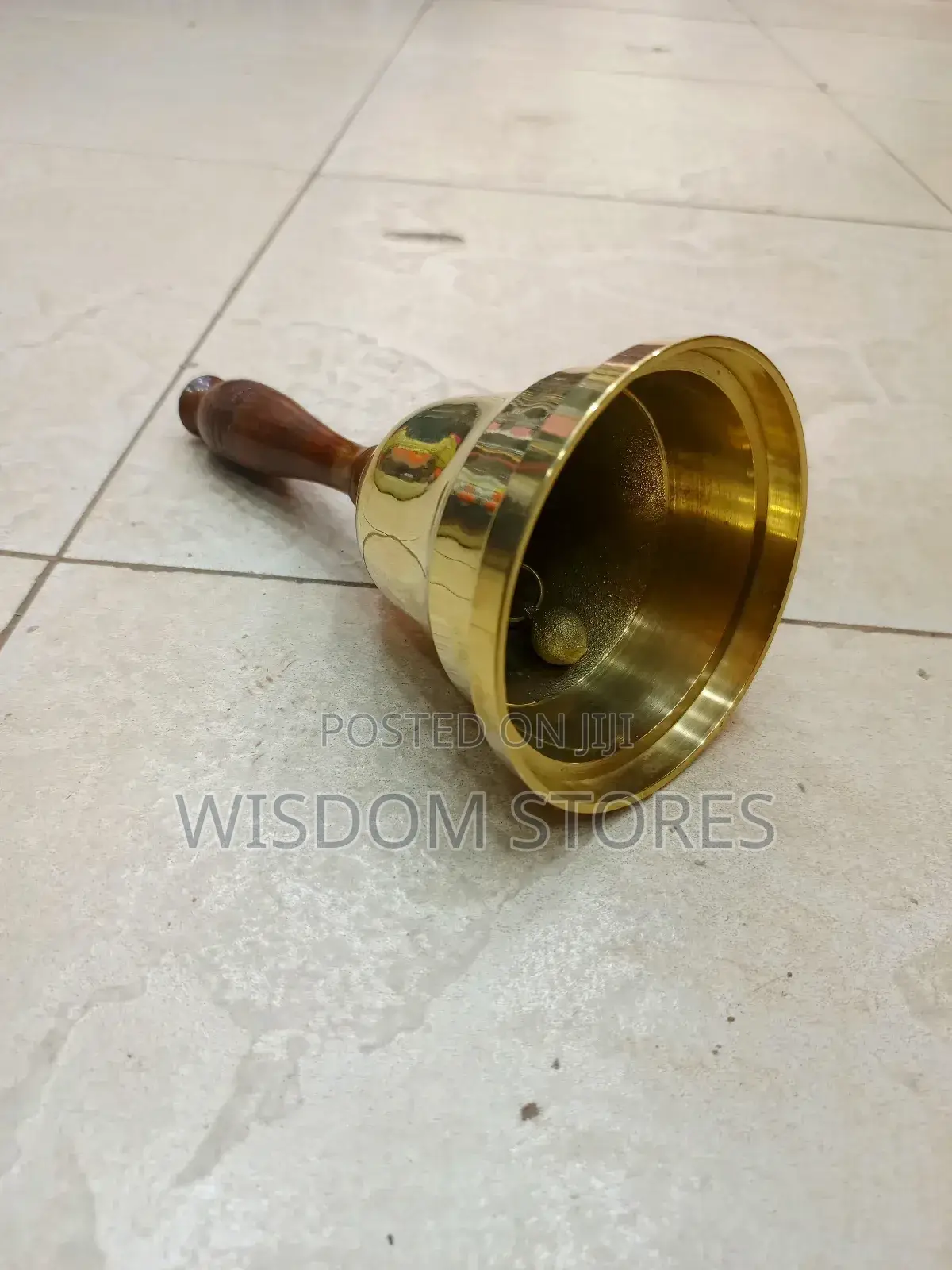 Brass Hand Bell With a Wooden Handle,