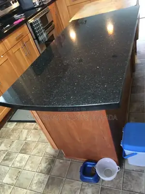 Black Galaxy Kitchen Island Finishing