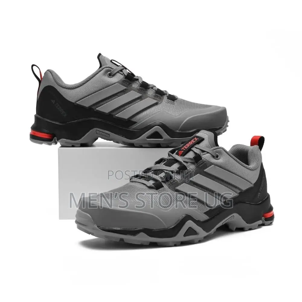 Adidas Terrex Ax2r Hiking Shoe In A Carbon And Grey Four Colorway.
