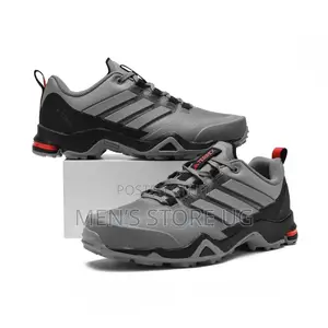 Adidas Terrex Ax2r Hiking Shoe In A Carbon And Grey Four Colorway.