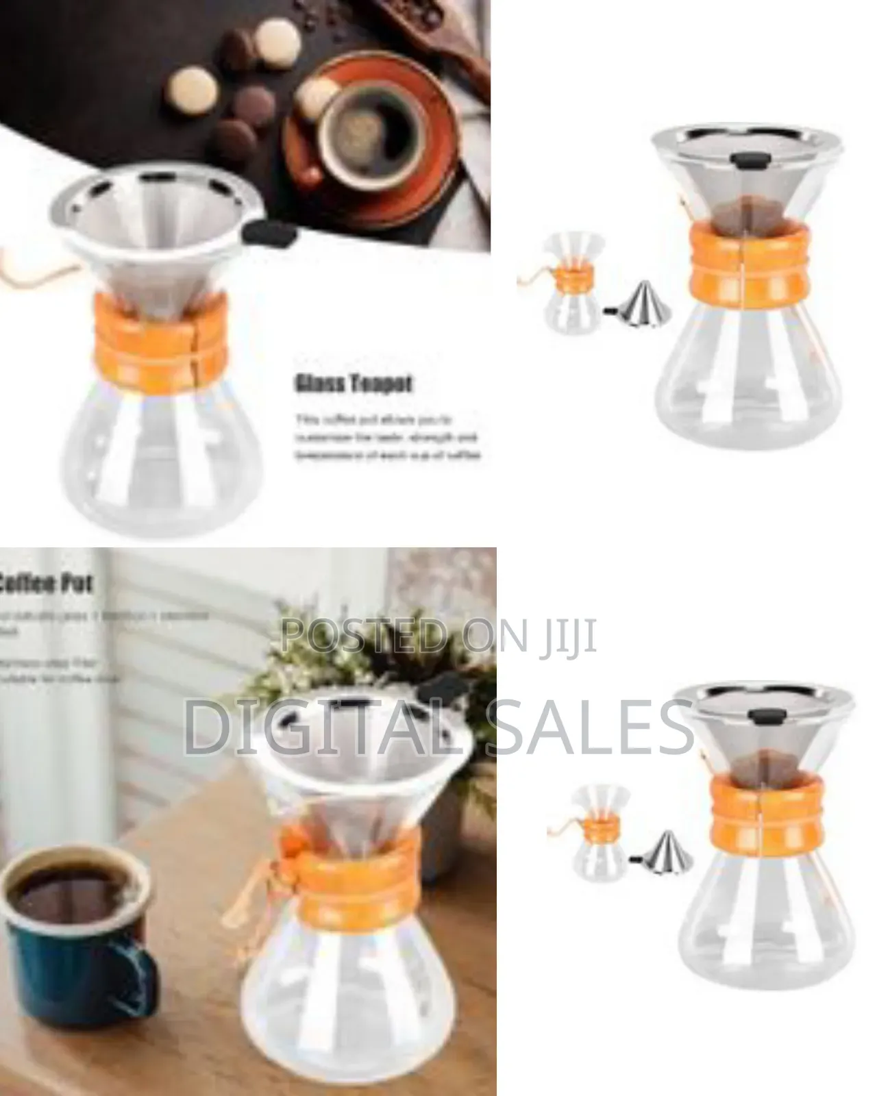Heat Resistance Borosilicate Glass Carafe Pour Over Coffee Pot
