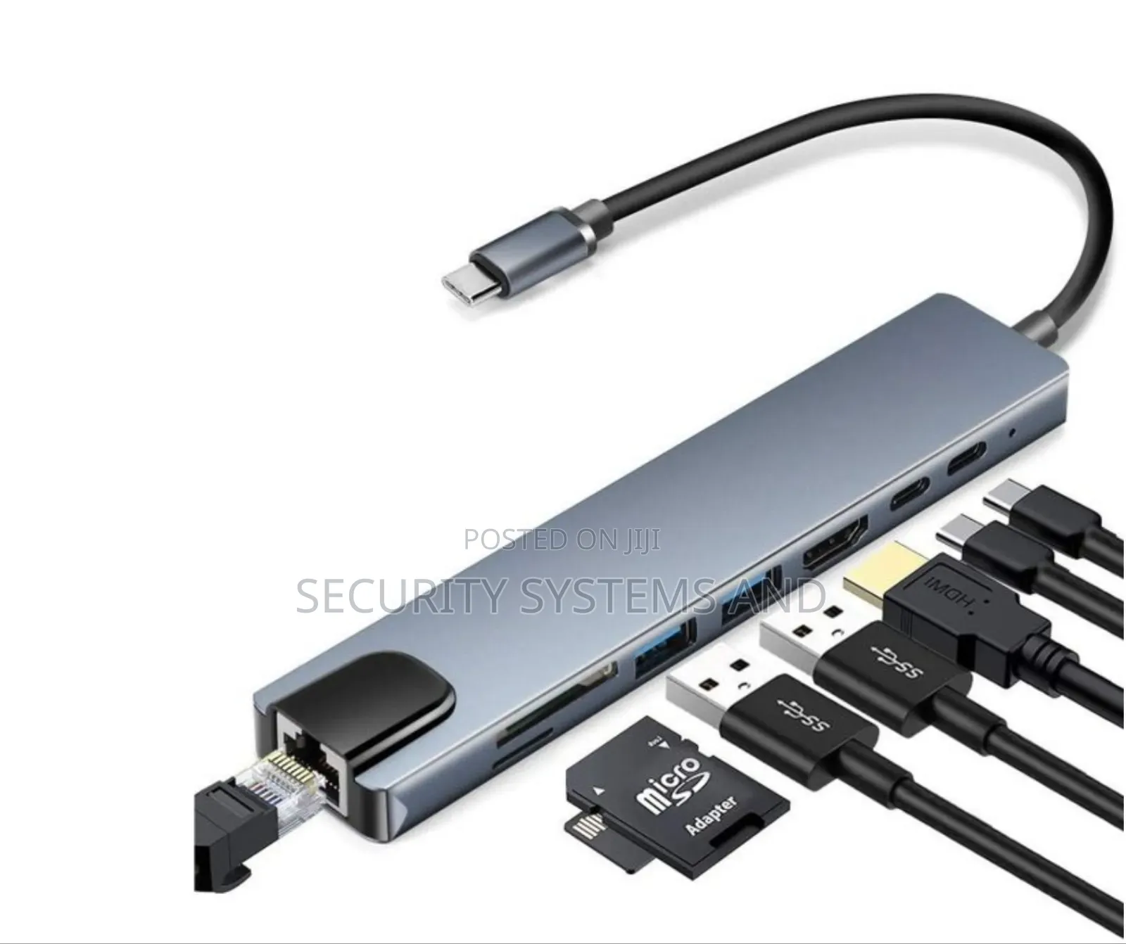 8 in 1 Usb Type C Hub to Hdmi, Ethernet, Micro Sd, Usb