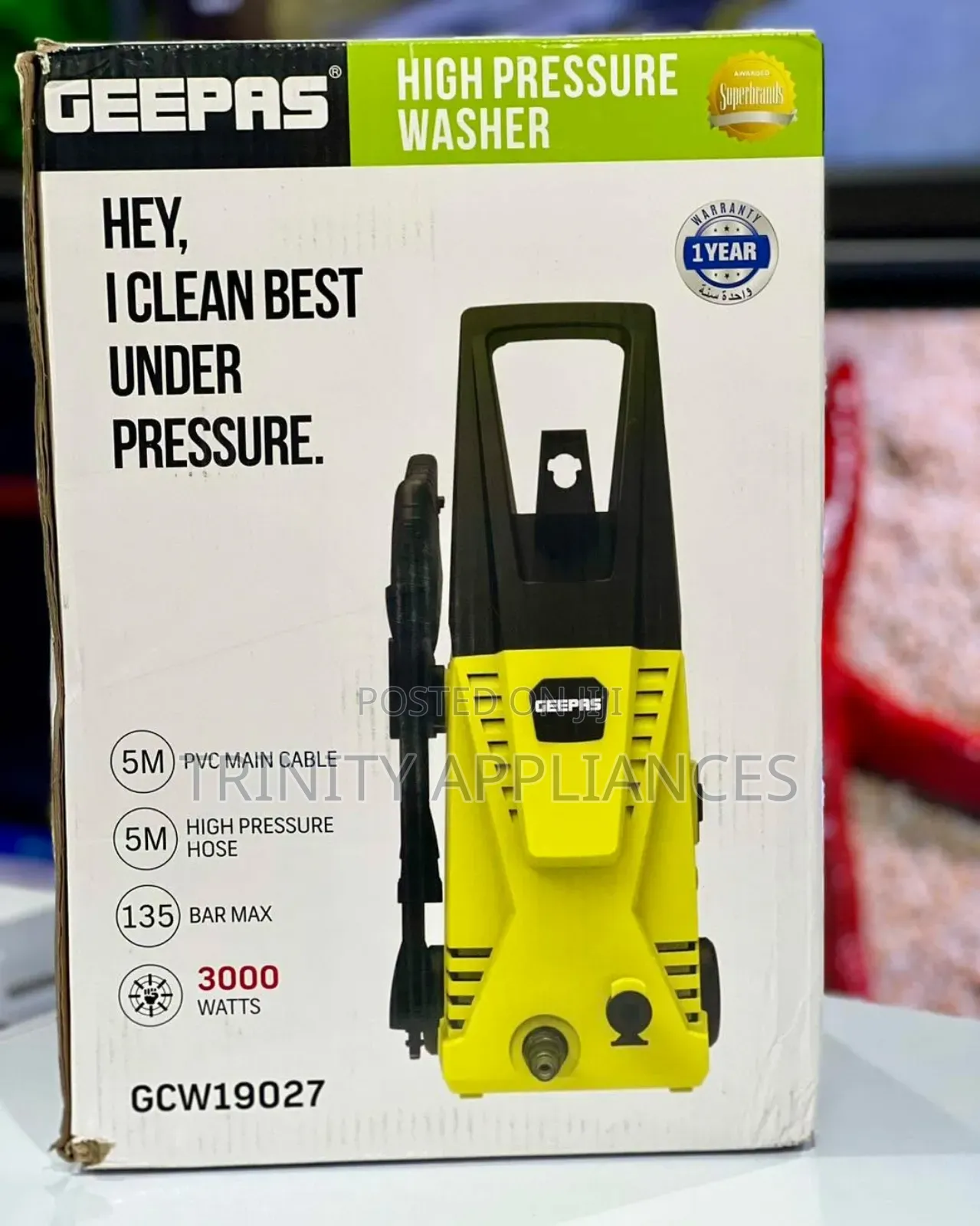 Geepas Portable Powerful Pressure Washer With 135 Bar Max