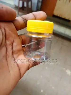 12pcs Clear Plastic Jar With a Yellow Screw-on Lid-Small
