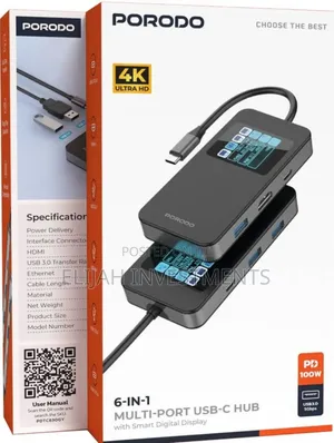 Porodo 6-in-1 Multi-Port Usb-C Hub