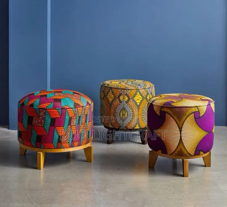 Round Ankara Footstool