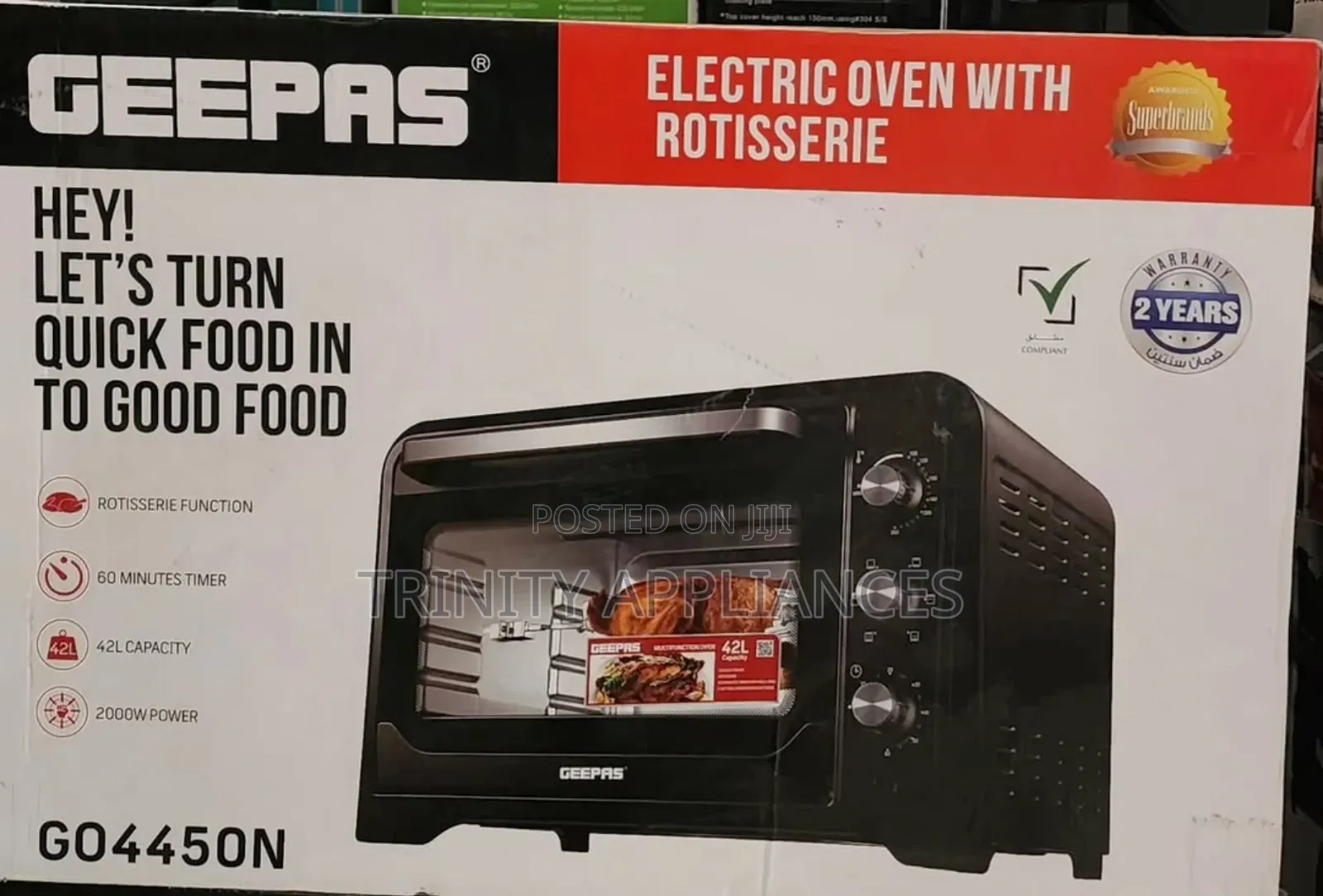 Geepas 42 Litre Electric Oven With Rottiserie Ggo4450