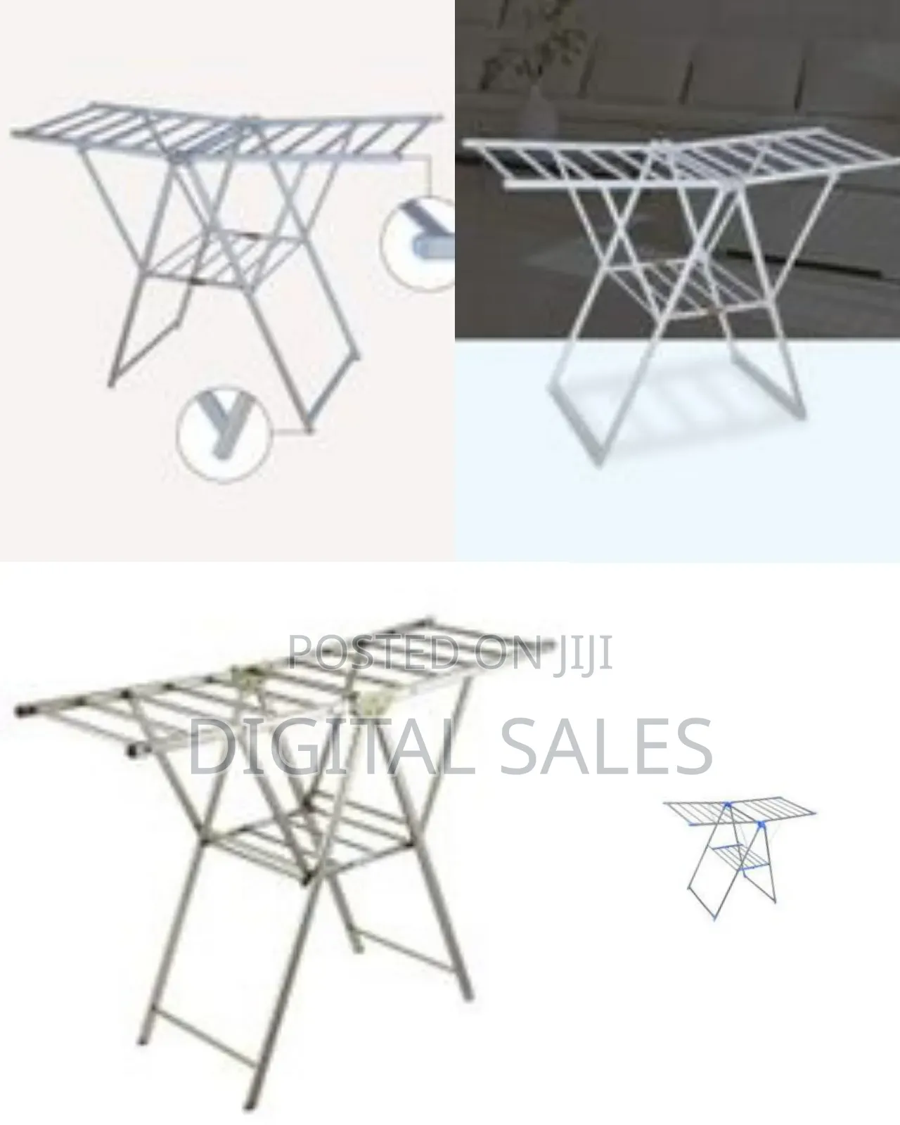 Wing-Shaped Herringbone Folding Floor Clothes Airer Indoor Free-Standi