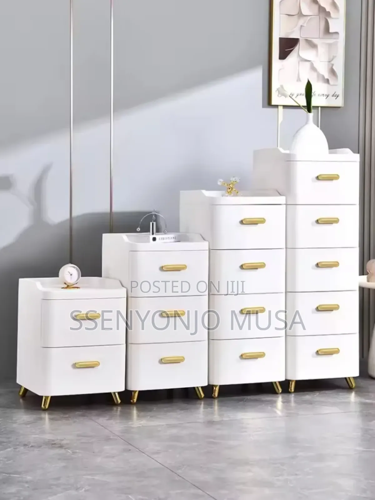 Slim Bathroom Storage - 3 Tier White Tall Vanity Unit -