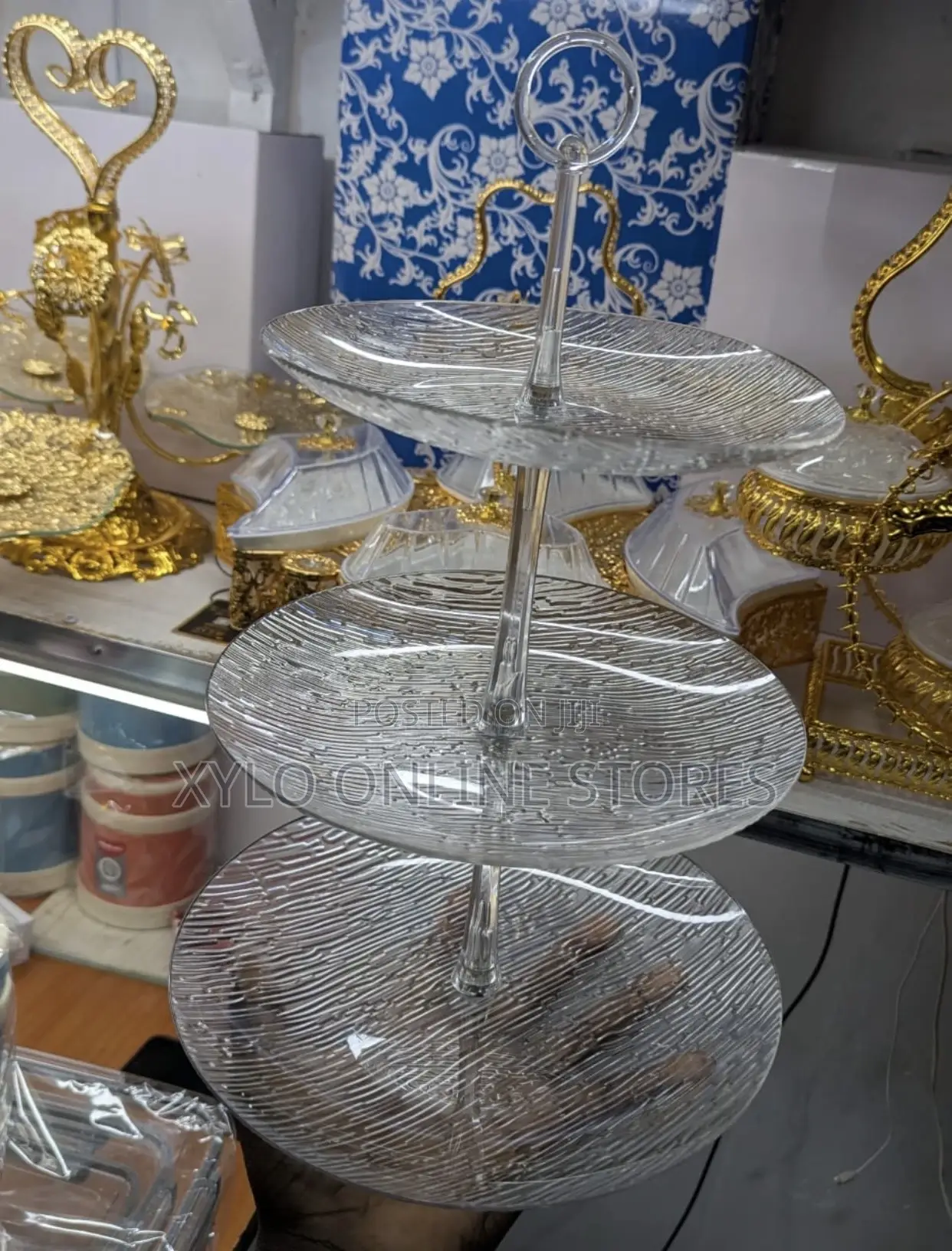 A 3 Tier Glass Serving Stand