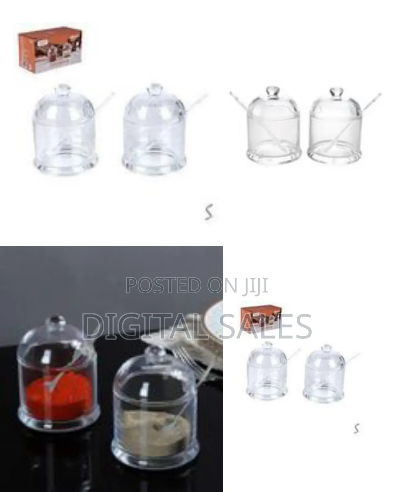2 PCS Glass Seasoning Sugar Jar, Glass Sugar Bowl Clear Storage