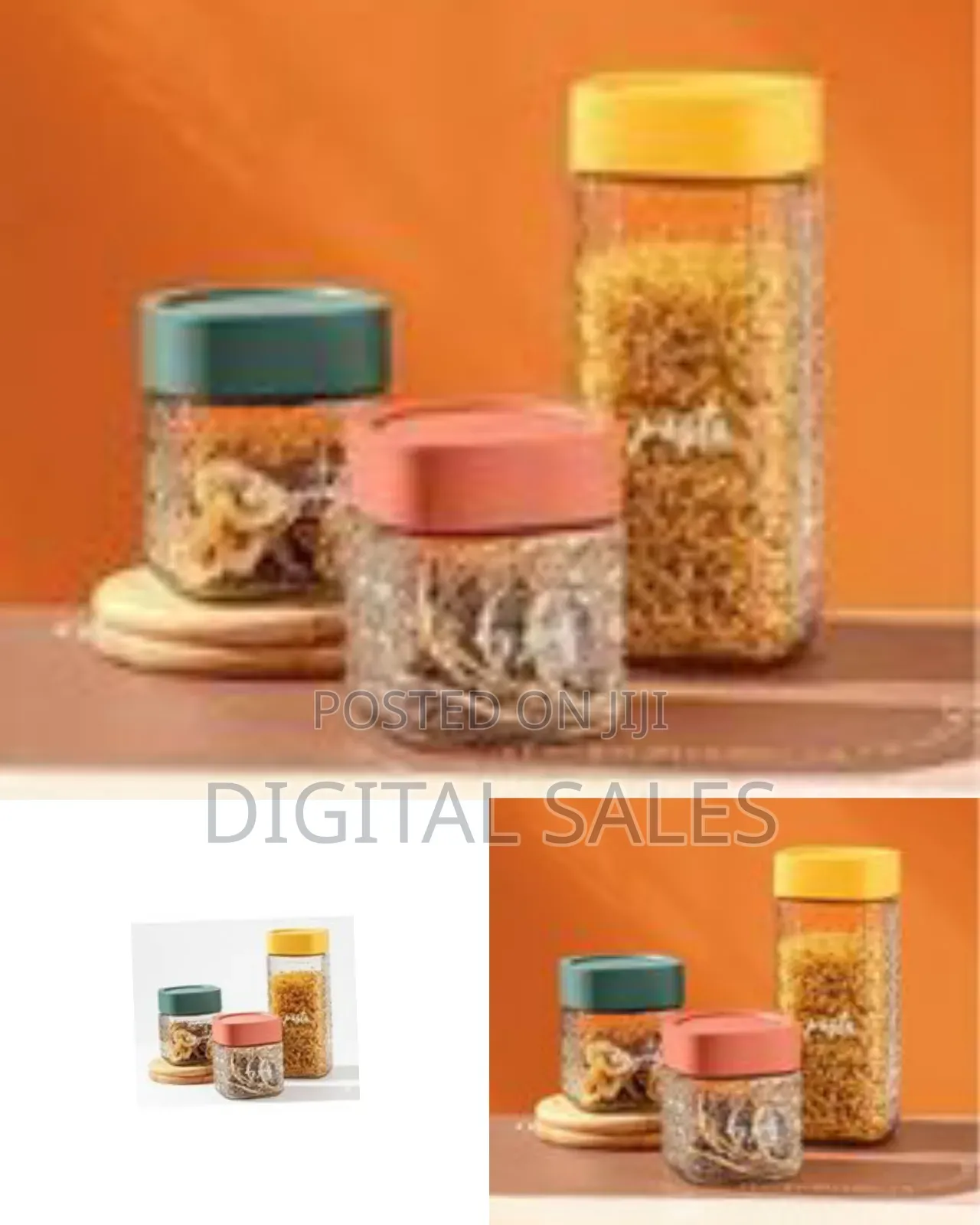3 Pieces of Square Glass Storage Jars,Glass Food Storage