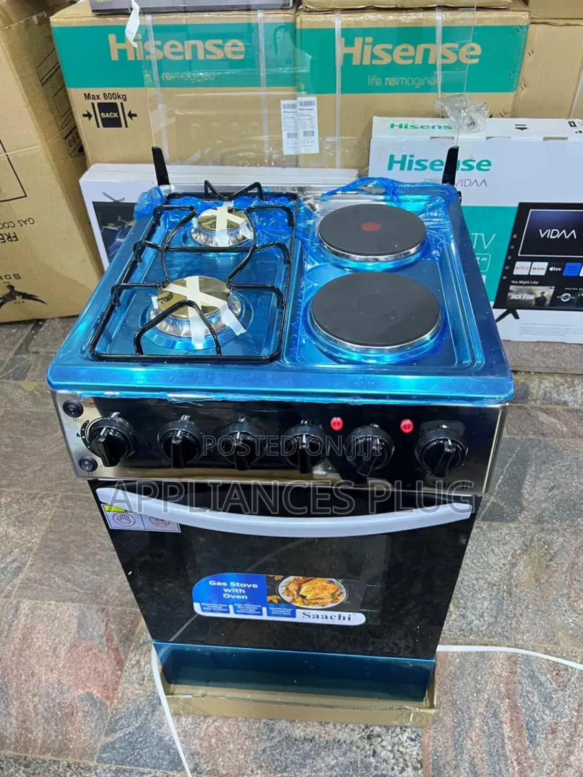 Saachi Cooker 2gas+Hotplate,Auto Ignition,Chicken Rotisserie,Warranty