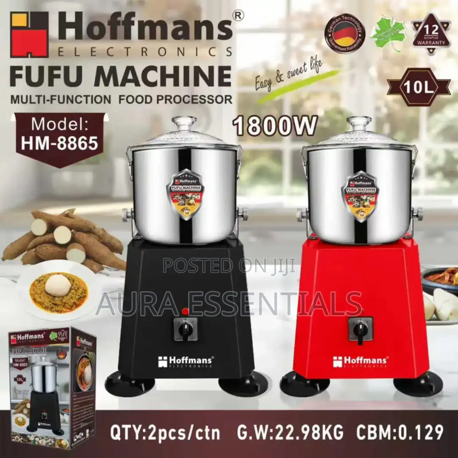 10litres Hoffmans Fufu Machine (Model: Hm-8865)