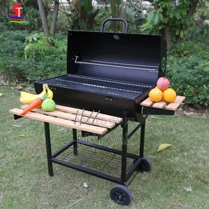 Portable Charcoal Barbecue Grill With a Trolley.