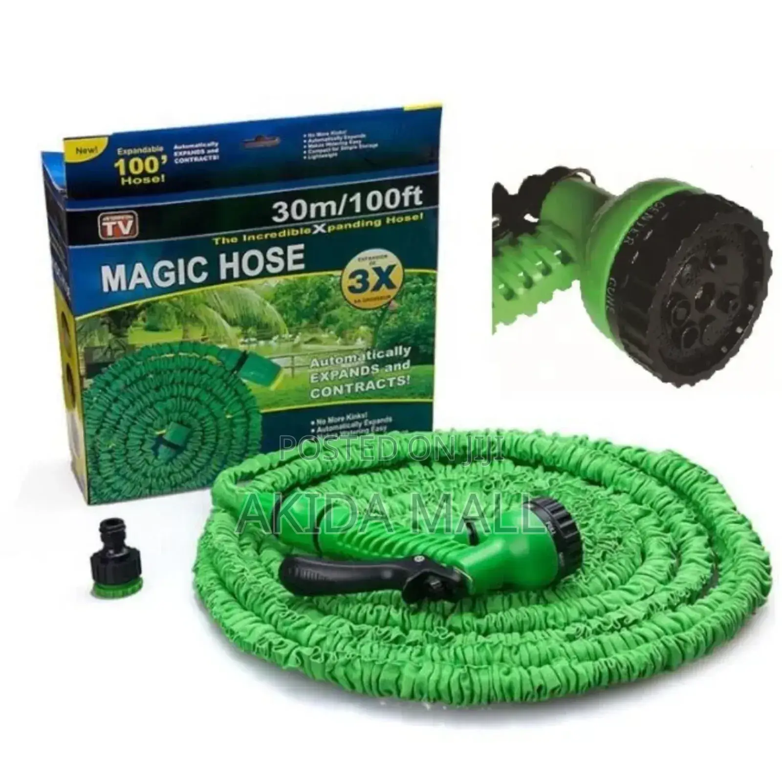 30mtrs/100ft Adjustable Garden Magic Hose Pipe WTH 7heads Nozzle