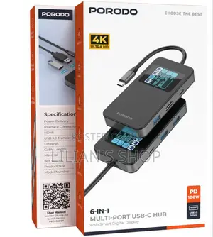 Porodo 6-in-1 Multi-Port Usb-C Hub