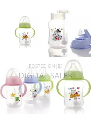 240ml Milk Glass Baby Feeding Bottle - Multi-Colours