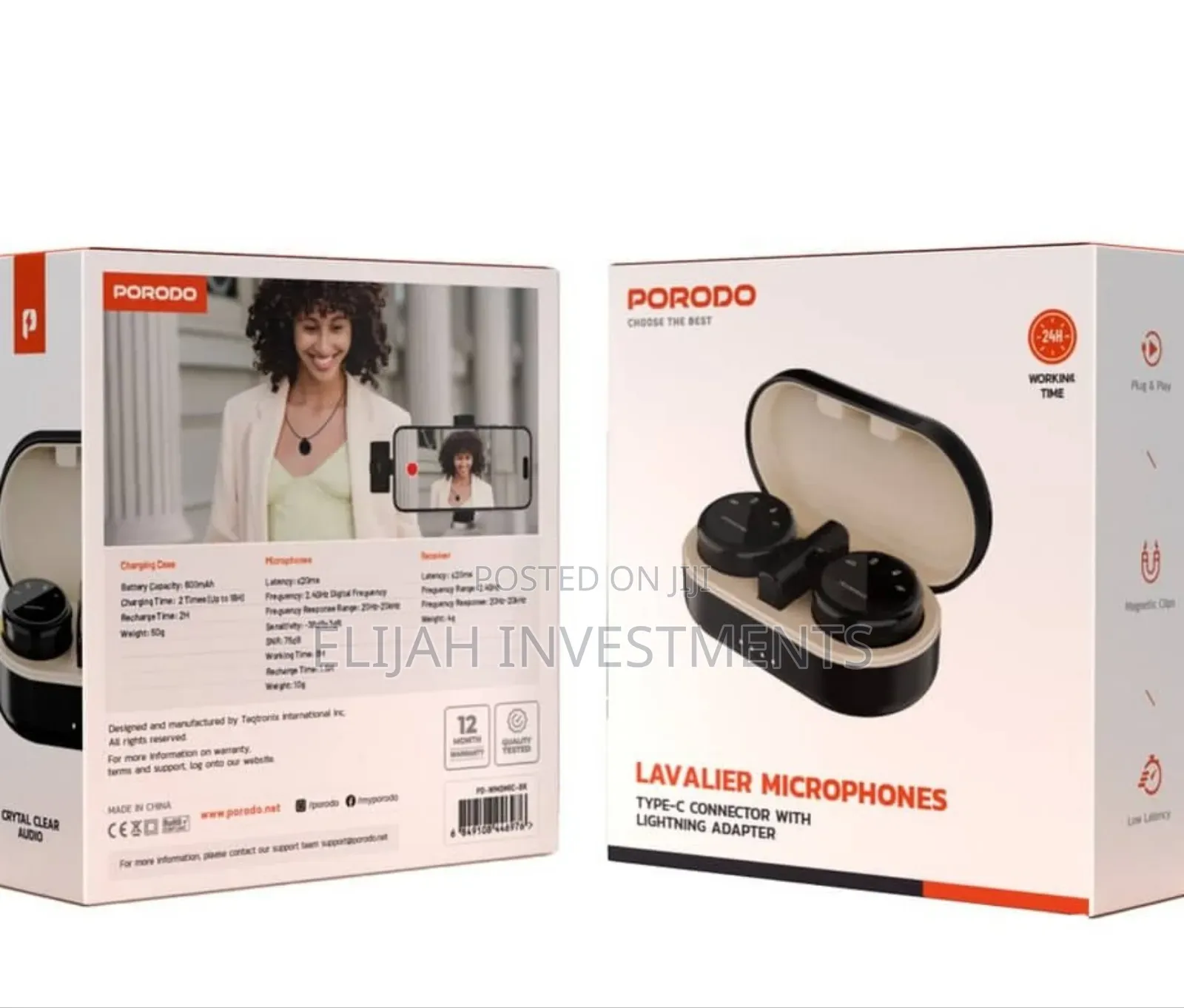 Porodo Professional Lavalier Microphone Set With a Charging Case