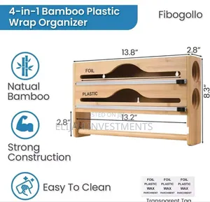 Wall-mounted Bamboo Wrap Dispenser And Organizer.