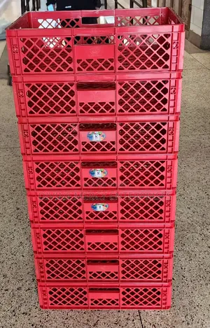 Red Plastic Milk Container Crates