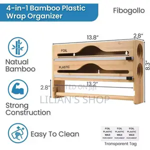 Wall-Mounted Bamboo Wrap Dispenser and Organizer.