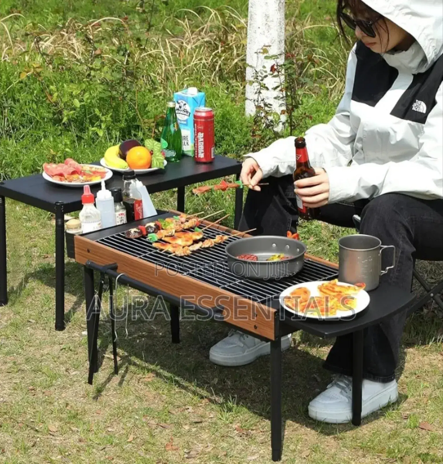 Multifunctional Camping Grill Griddle With Storage Shelf