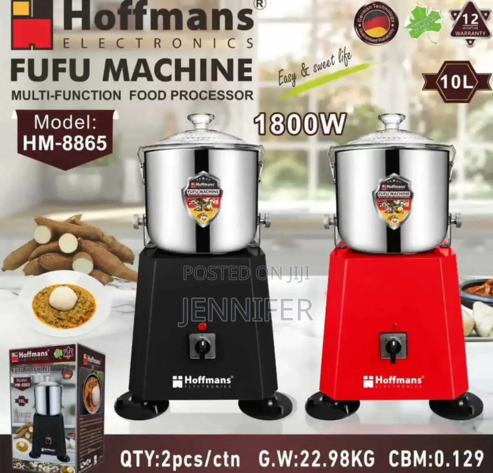 10litres Hoffmans Fufu Machine (Model: Hm-8865)