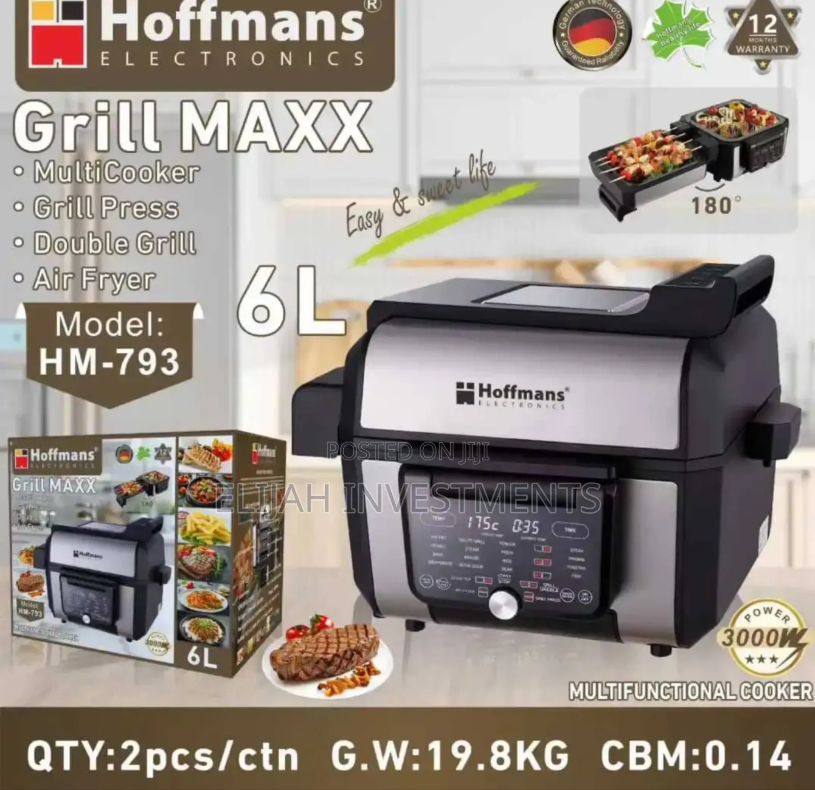 Hoffmans Grill Maxx (Model: Hm-793) Multifunctional Cooker.