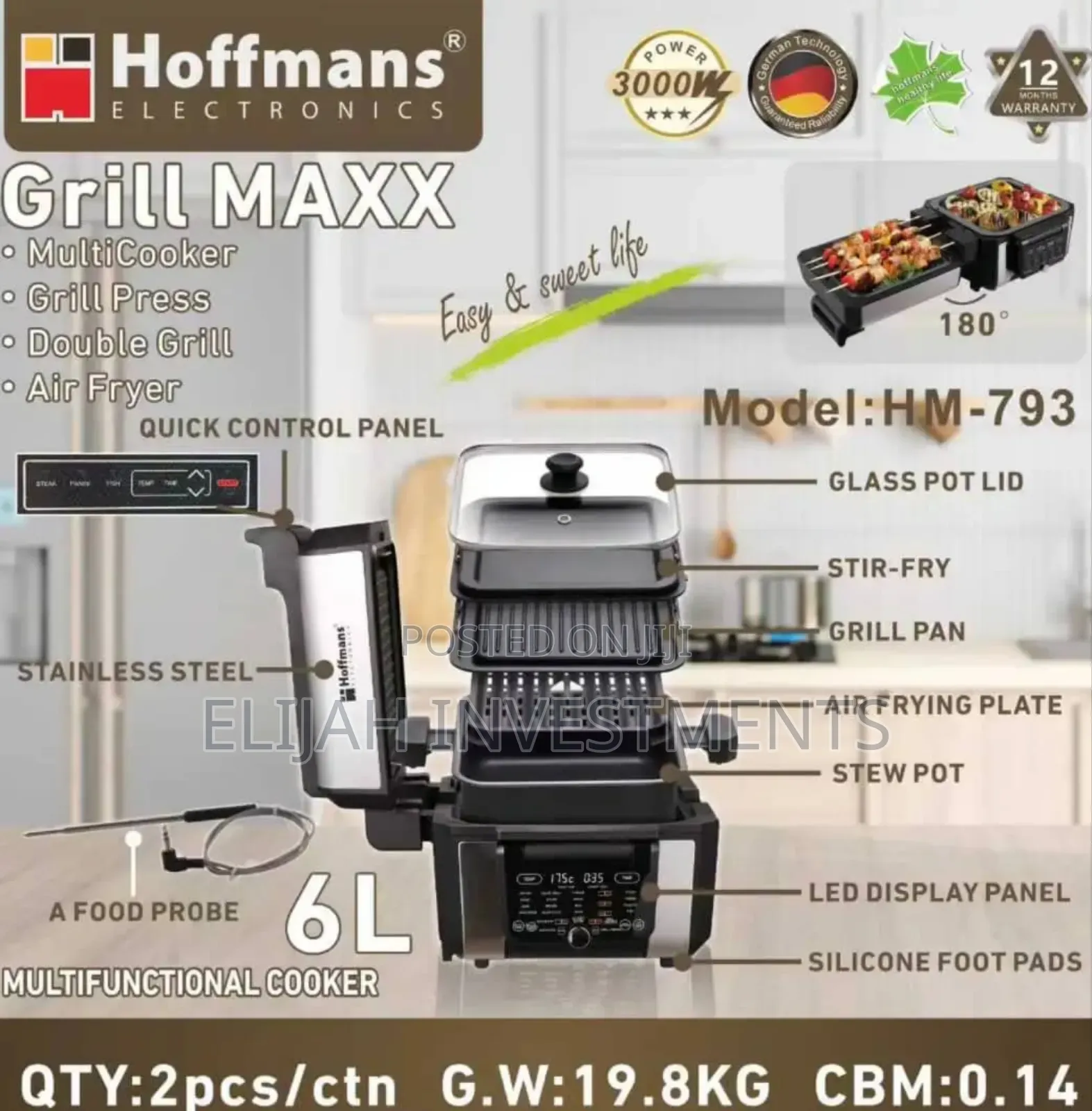Hoffmans Grill Maxx (Model: Hm-793) Multifunctional Cooker.