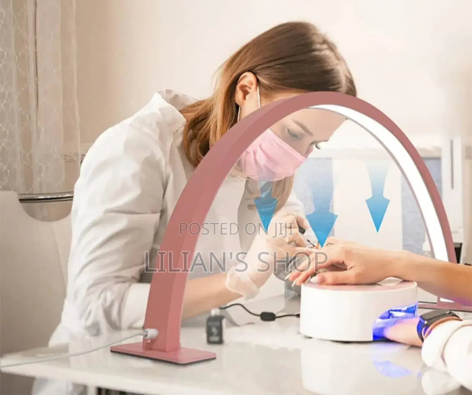 U-Shaped Half-Moon Beauty Salon Desk Lamp
