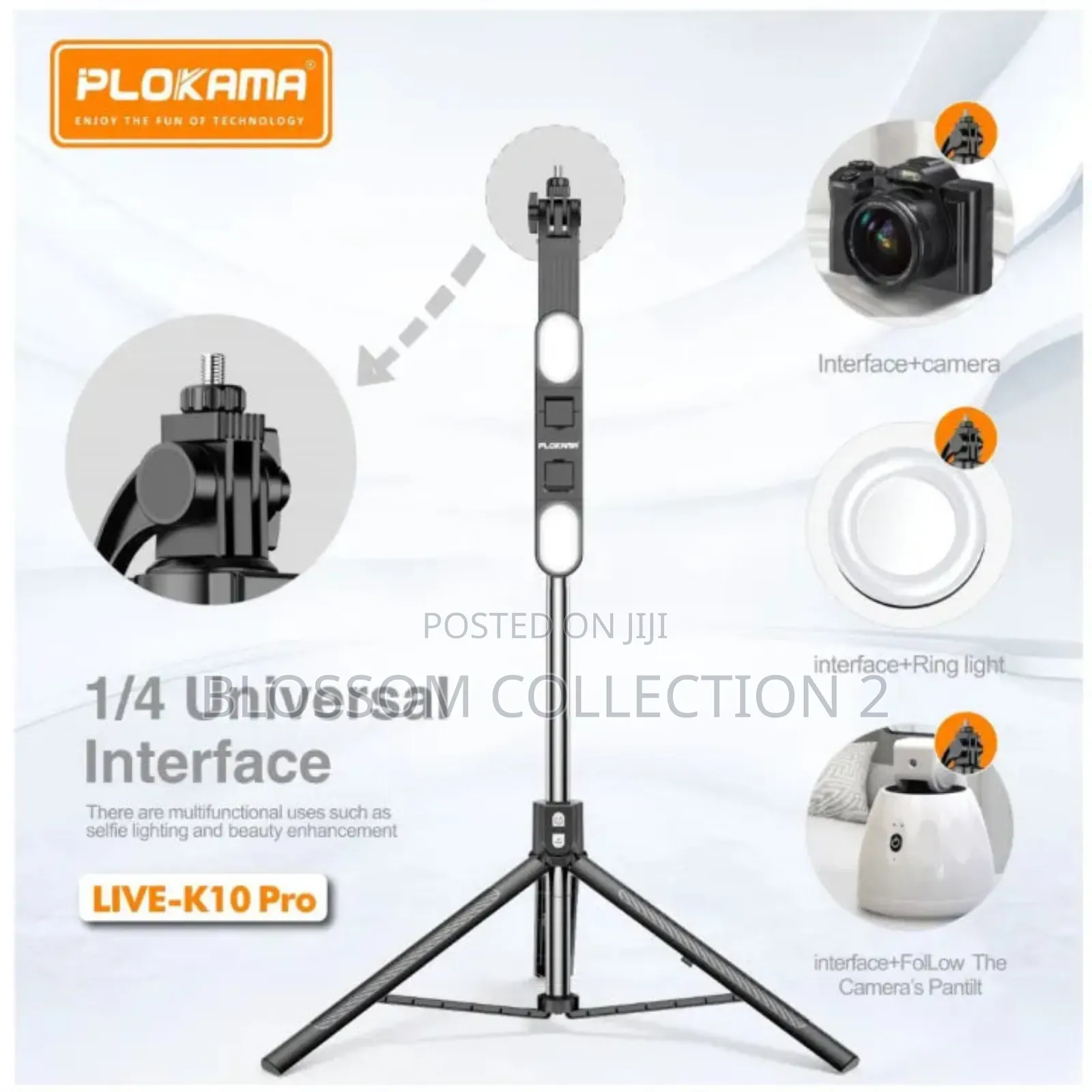 Plokama Live Pro Led Selfie Stick Portable Tripod 6.5ft