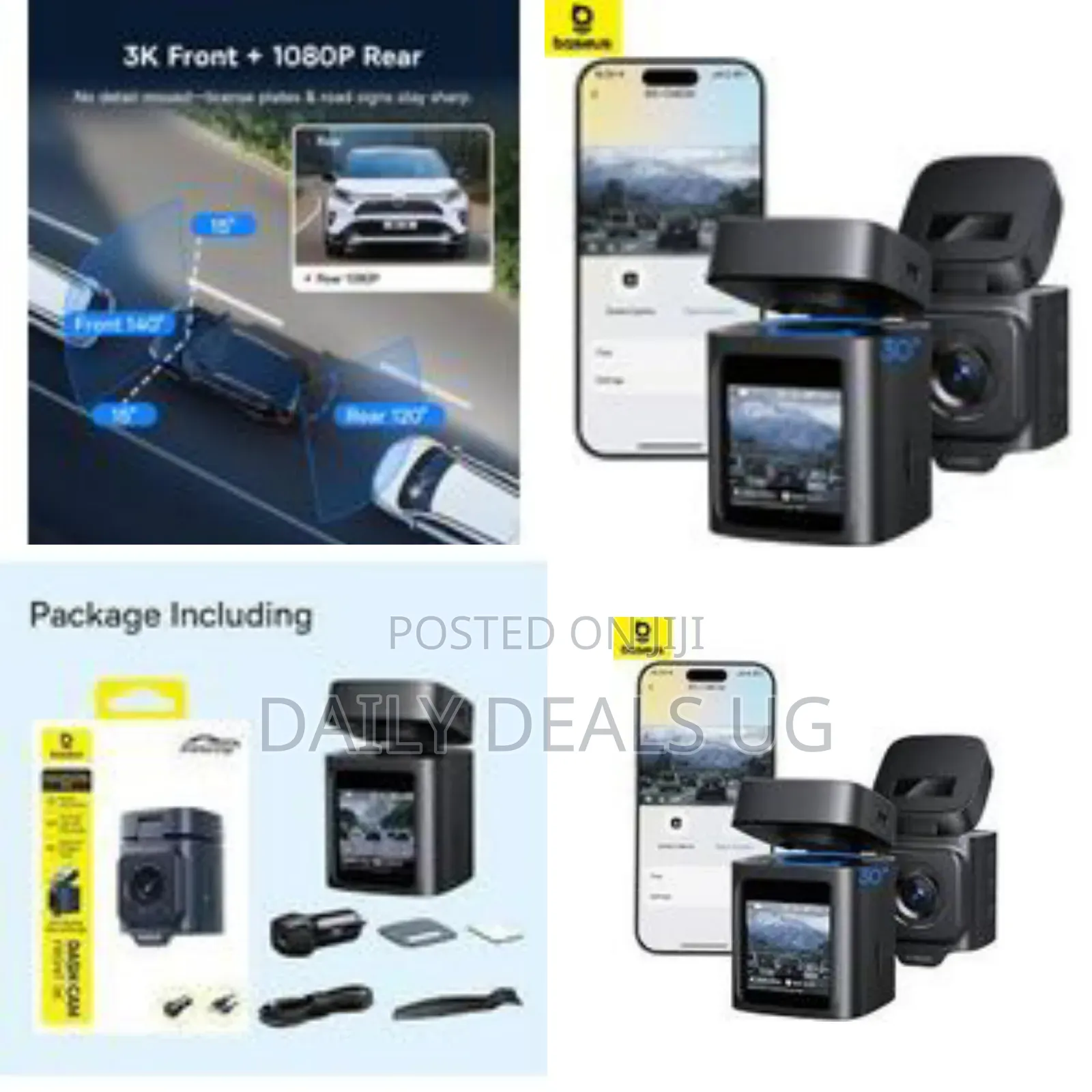 Baseus Prime Trip Dash Cam For Cars Vd1 Front And Rear, +1080p