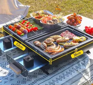 Portable, Double-Sided Charcoal Barbecue Grill