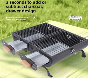 Portable, Double-Sided Charcoal Barbecue Grill