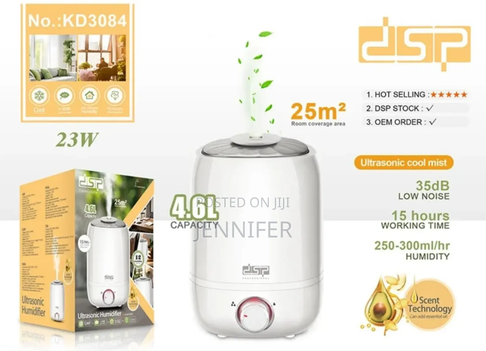 DSP Ultra Sonic Humidifier 23w, 4.6l