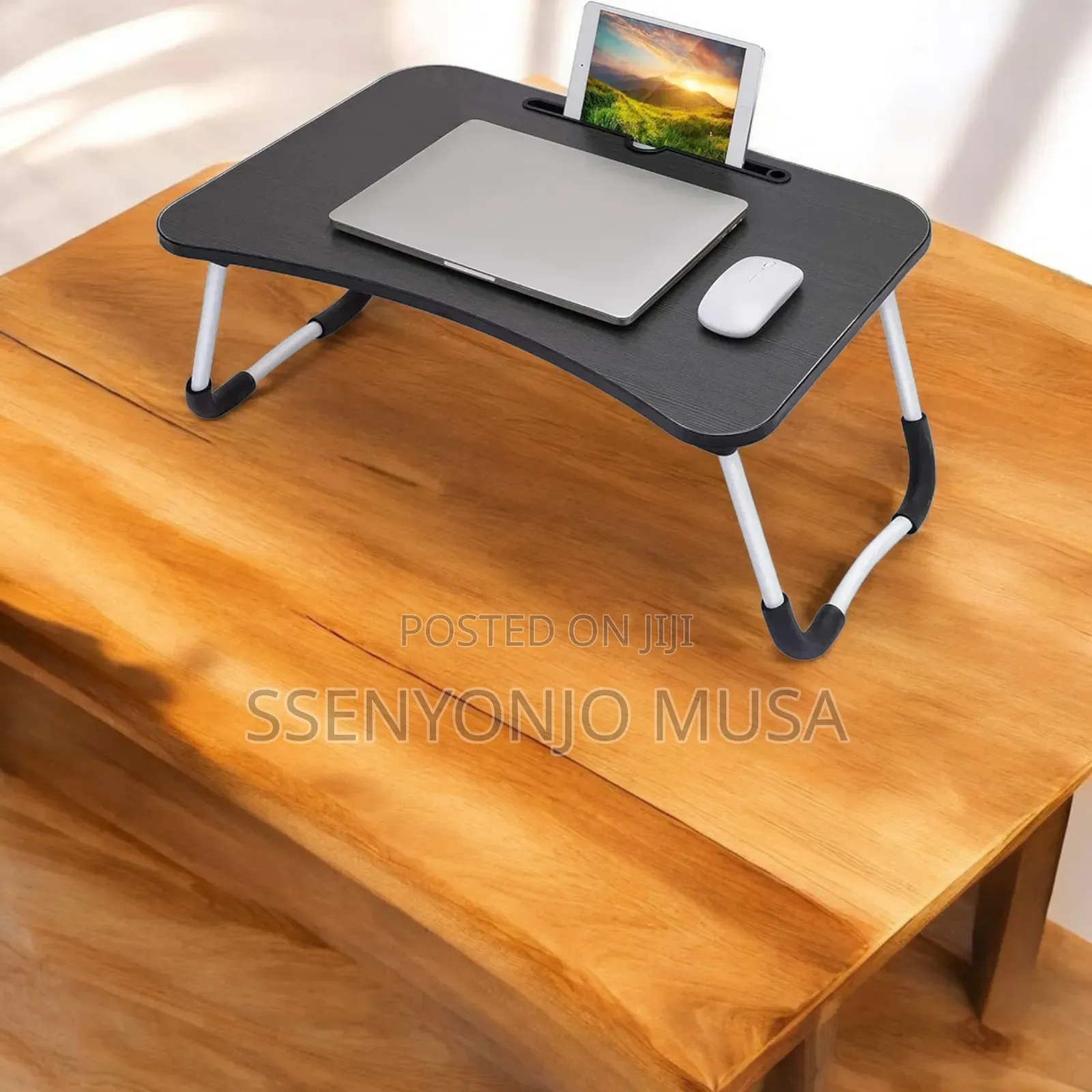 Foldable Laptop Table With Cup Holder Storage Pocket – Portable