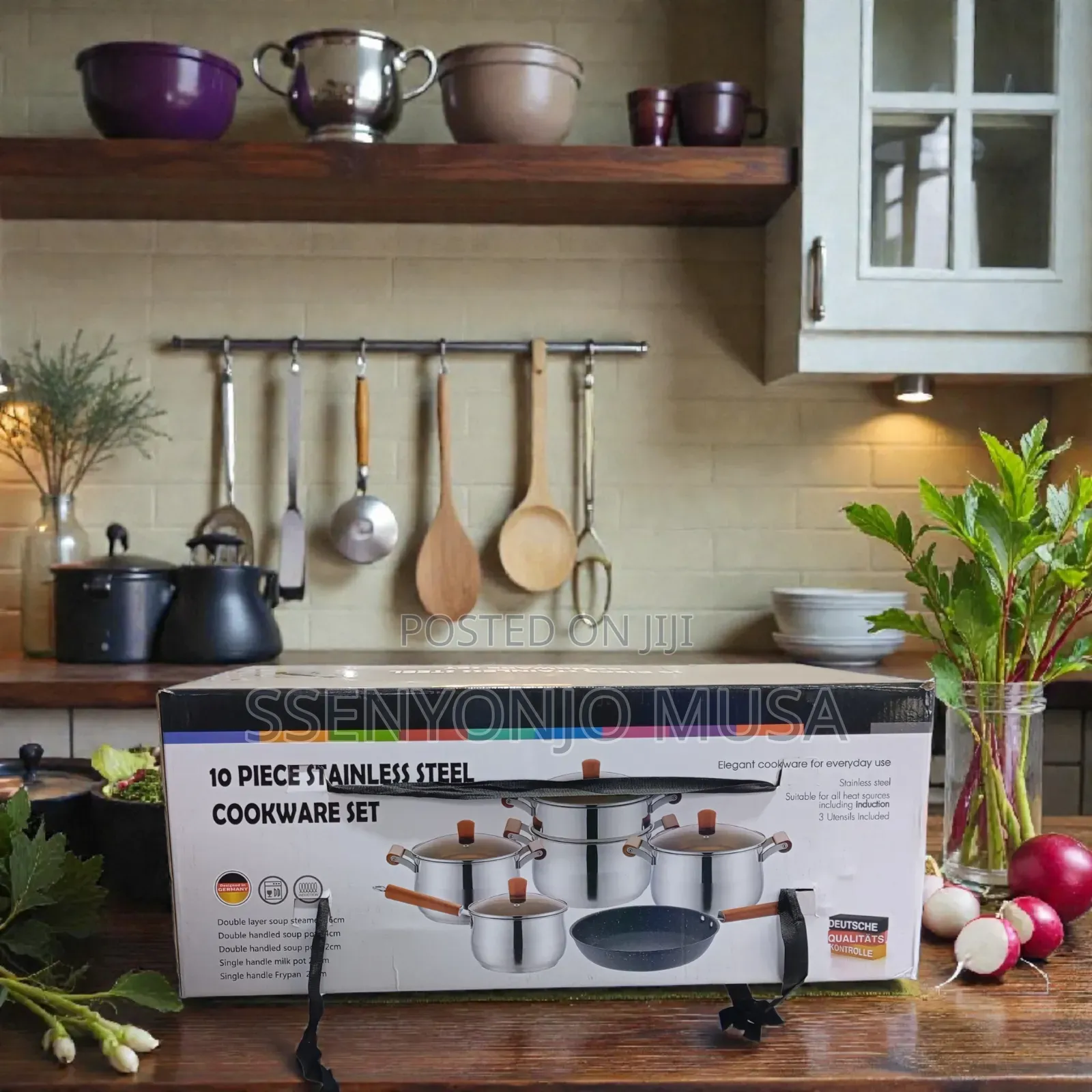 10-Piece Stainless Steel Cookware Set With Utensils | Induction