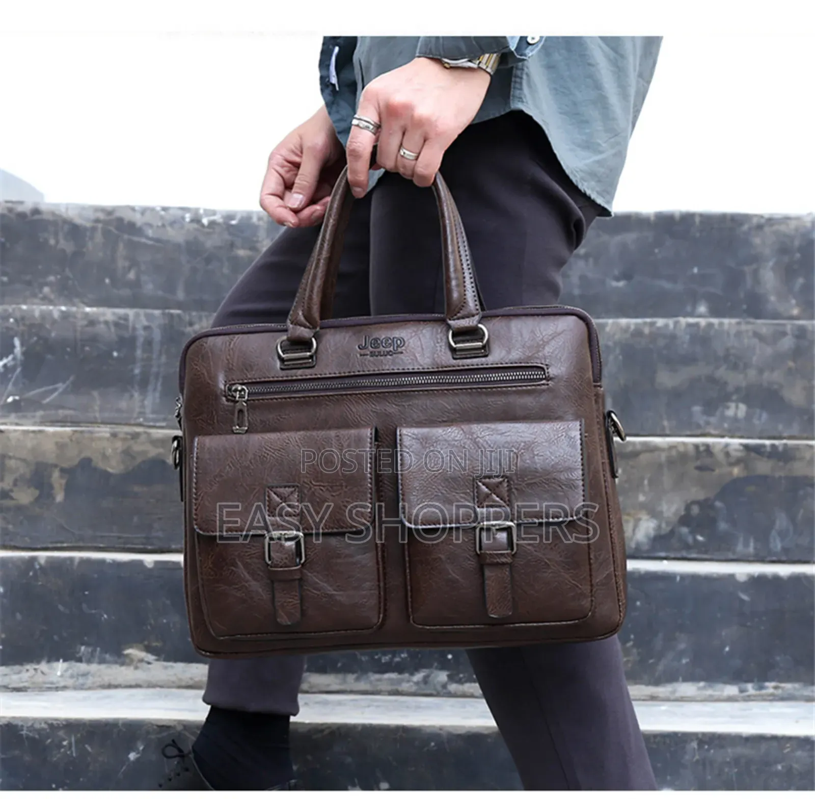 Jeep Vintage Business Handbag in Pu Leather Laptop Bag