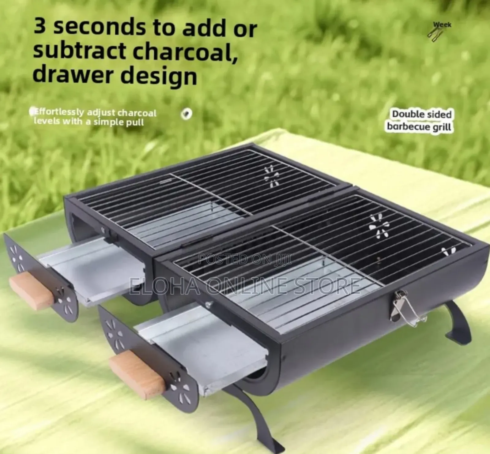 Portable, Double-sided Charcoal Barbecue Grill
