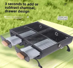 Portable, Double-sided Charcoal Barbecue Grill