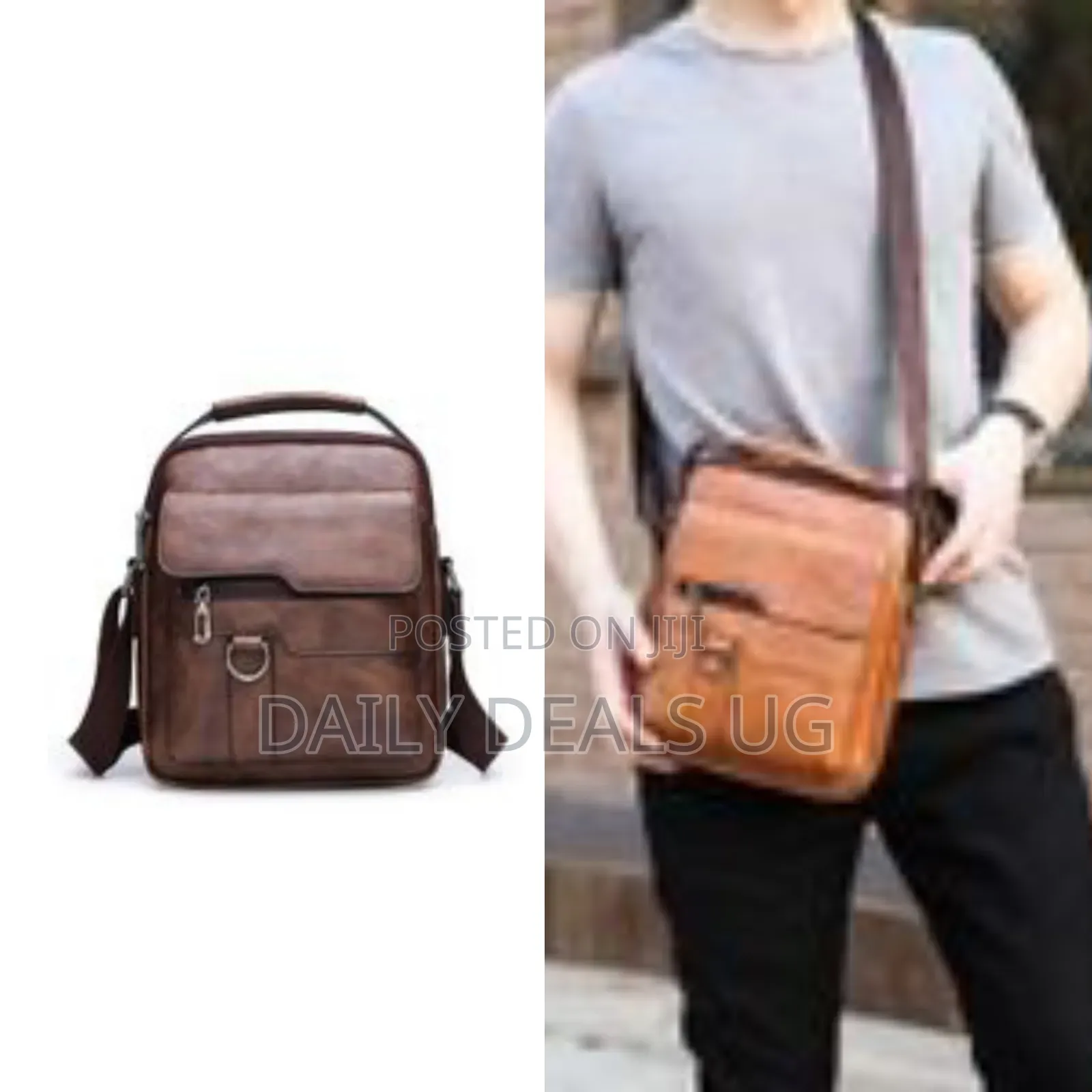 Small Leather Crossbody Messenger Bag for Men Waterproof