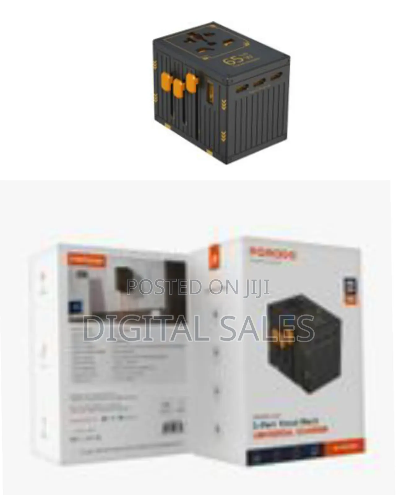 Porodo Gan 5-Port Travel Block Universal Charger, Pd 65w Fast Charging