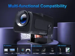 Mini Portable Smart Projector 1080p Fhd, 10000 Lumens, Wifi 6, Bt