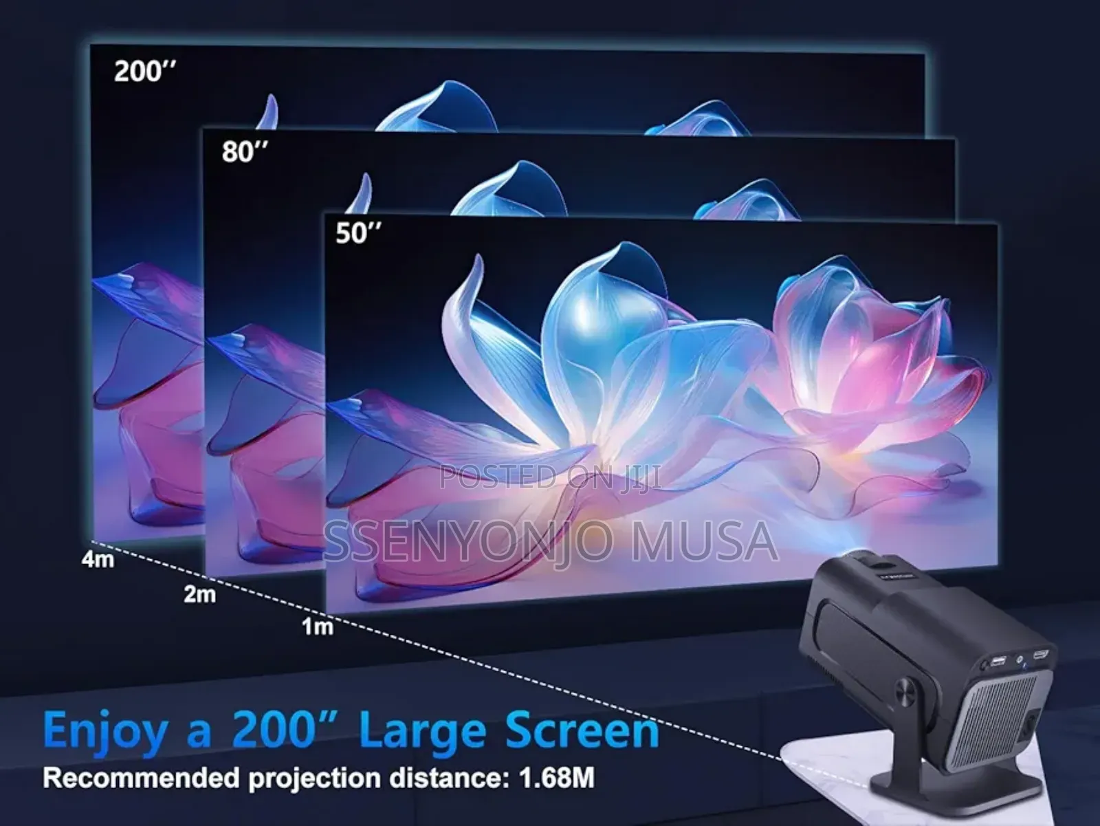 Mini Portable Smart Projector 1080p Fhd, 10000 Lumens, Wifi 6, Bt