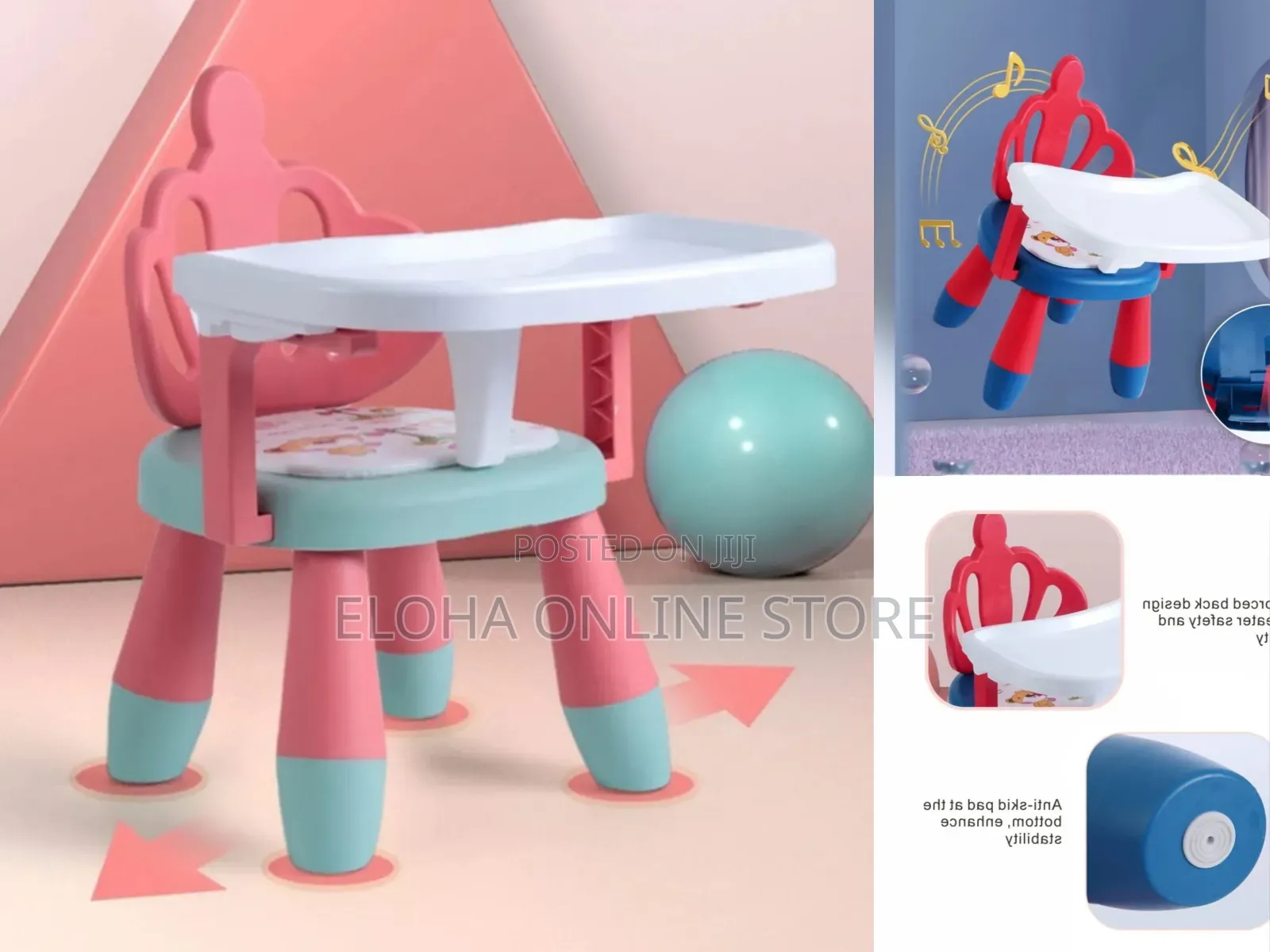 Portable, Low Baby Feeding Chair With A Detachable Tray
