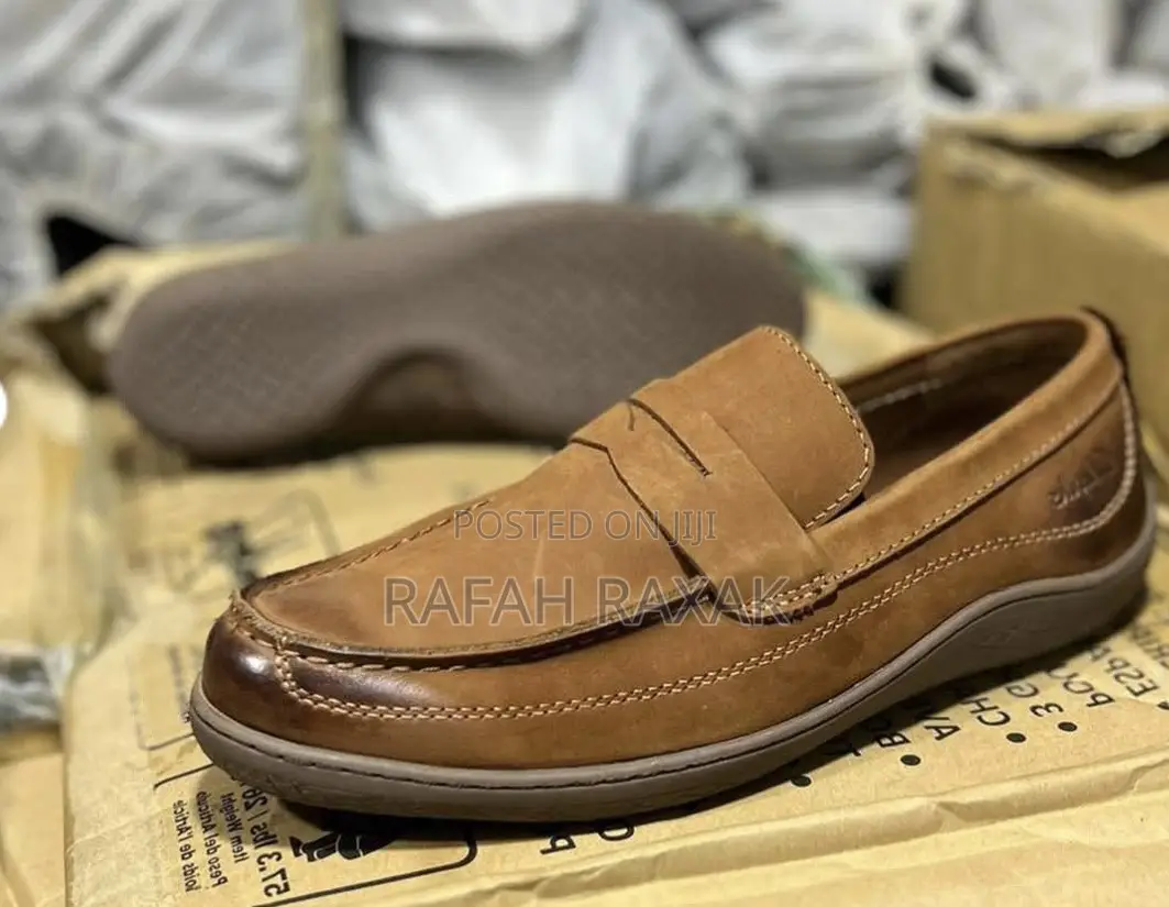 Original Men’S Brown Clarks Casual Slip On Leather Shoes