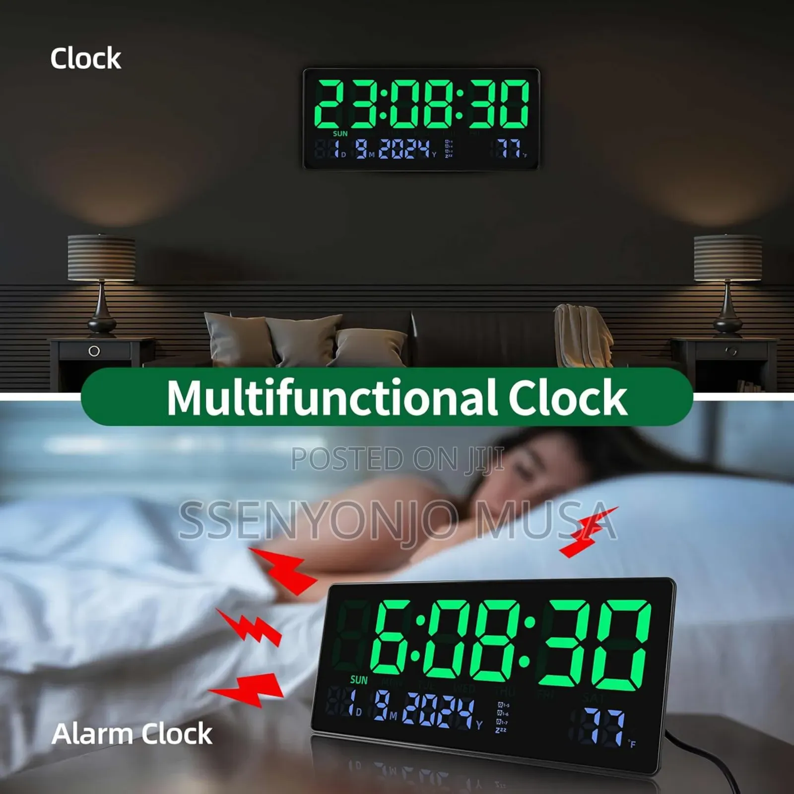 16′′ Large Digital Wall Clock With Remote Control RGB Display