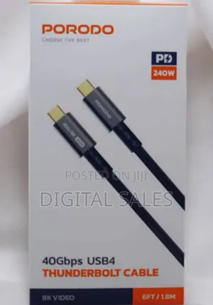 Porodo Thunderbolt Type C to Type C 1.8m Cable.